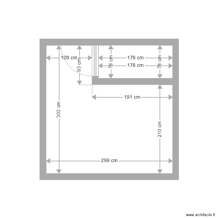 PMS2 étage 1. Plan de 2 pièces et 9 m2