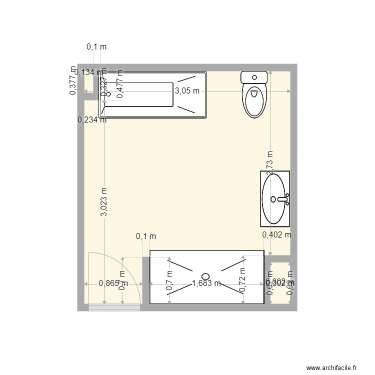 METAIS. Plan de 2 pièces et 10 m2