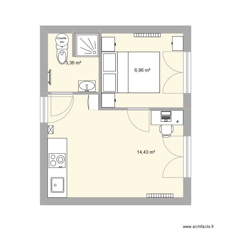 ROMAINVILLE 3. Plan de 3 pièces et 25 m2