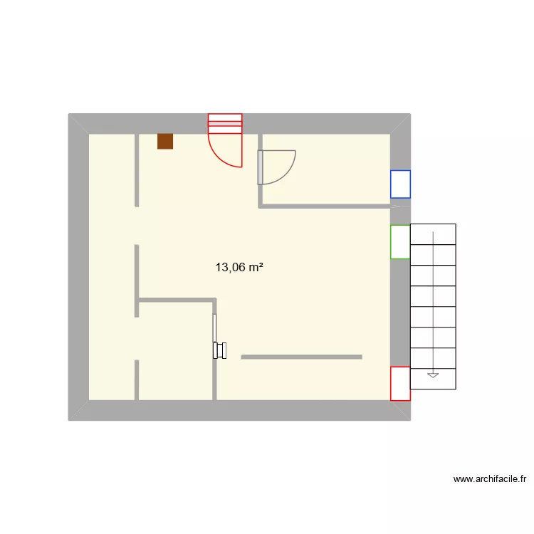 cave. Plan de 1  et 13 m²