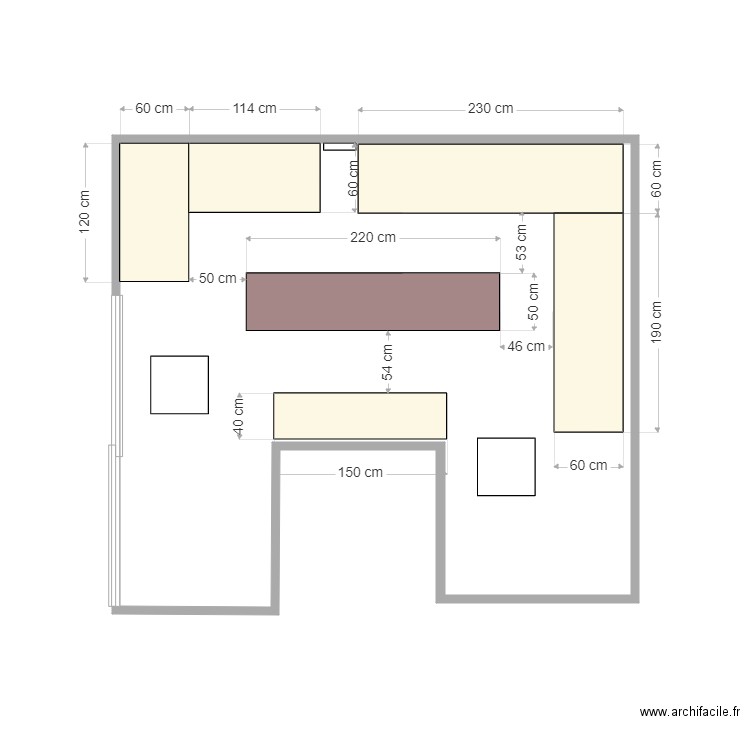 Salon jardin. Plan de 1 pièce et 16 m2