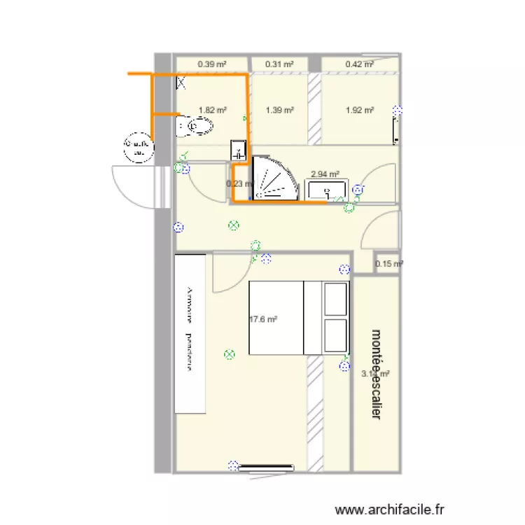 &eacute;tage chambre salle de bain louis. Plan de 