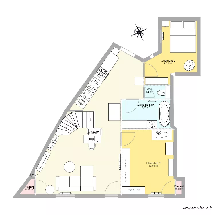 Appartement fini. Plan de 