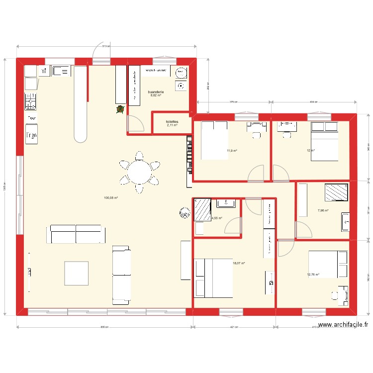 etage. Plan de 9 pièces et 178 m2