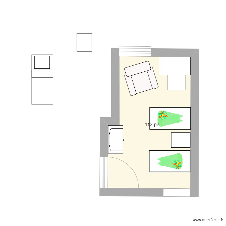 chambre bébé. Plan de 1 pièce et 10 m2