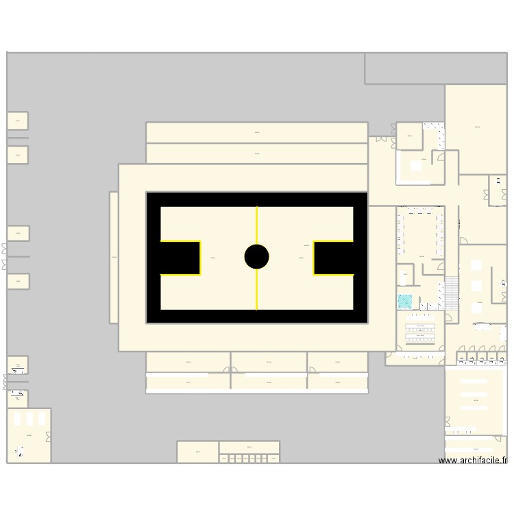 SALLE BASKET. Plan de 48 pièces et 4622 m2