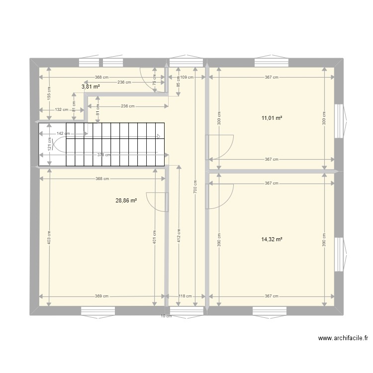 10 CL 1ER EXISTANT. Plan de 4 pièces et 58 m2