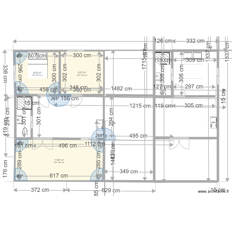 nouveau projet. Plan de 3 pièces et 36 m2