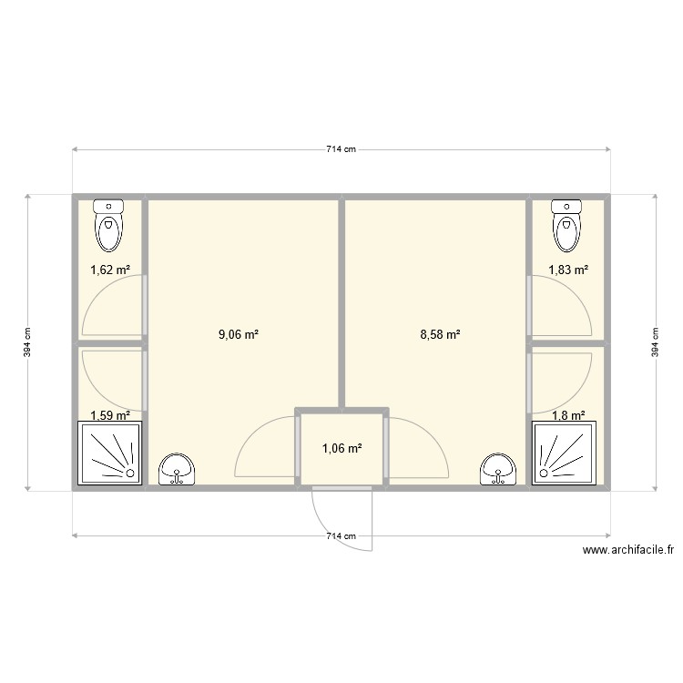 wc existant. Plan de 0 pièce et 0 m2