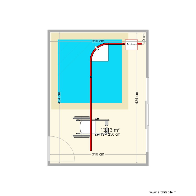 FEYT Jacuzzi. Plan de 1 pièce et 13 m2