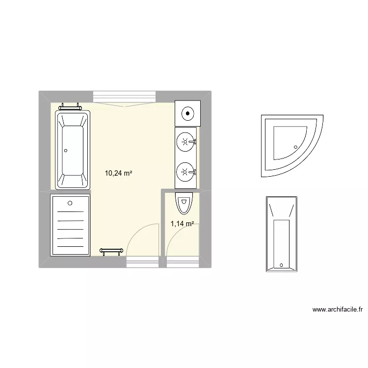 Salle de bain N&eacute;oules. Plan de 