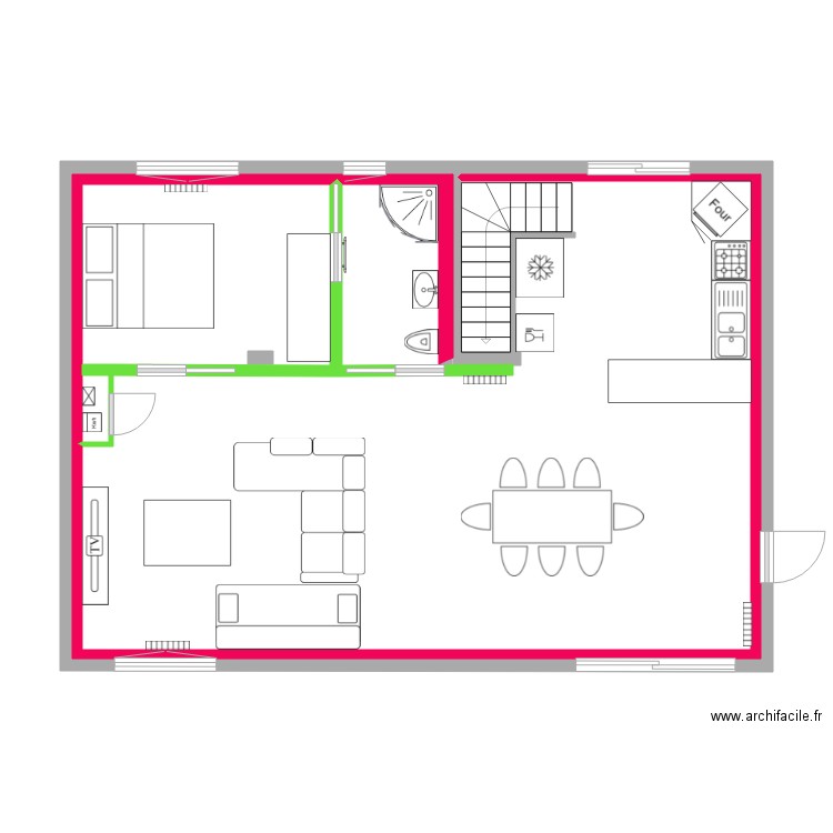 Garage 2020 n21 Cloisons et Amenagements+++. Plan de 2 pièces et 68 m2