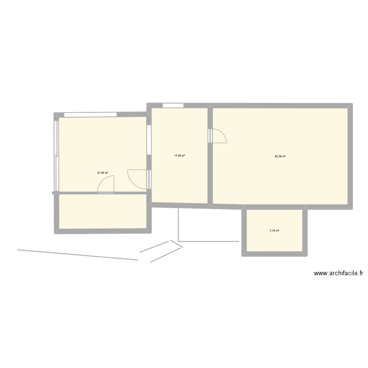 Extension 1. Plan de 4 pièces et 99 m2