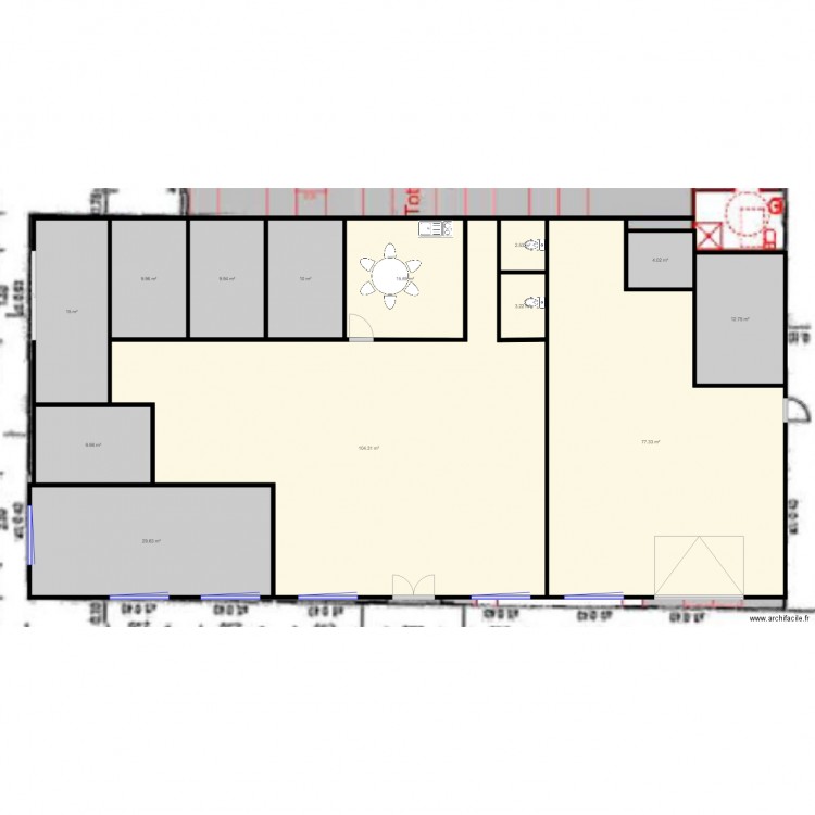 bureau jurancon. Plan de 13 pièces et 304 m2