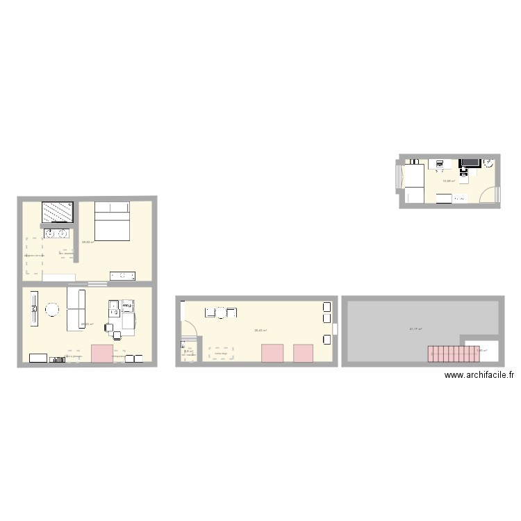airbnb et internat. Plan de 7 pièces et 108 m2