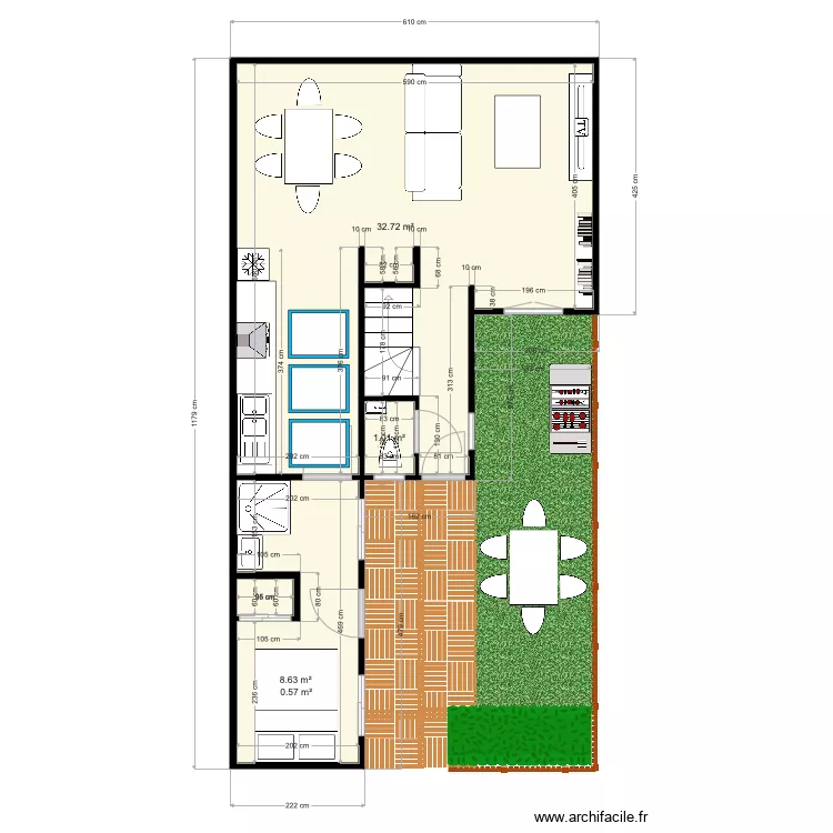 CHARTREUSE RDC FIEUX V2 AGRANDI. Plan de 
