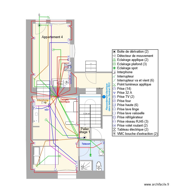 Cablage electrique App 4. Plan de 0 pièce et 0 m2