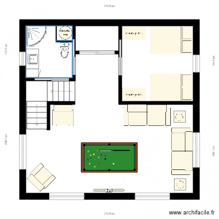 sous sol 26x26. Plan de 0 pièce et 0 m2