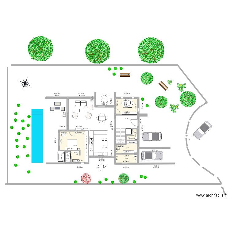 Projet 1. Plan de 8 pièces et 87 m2