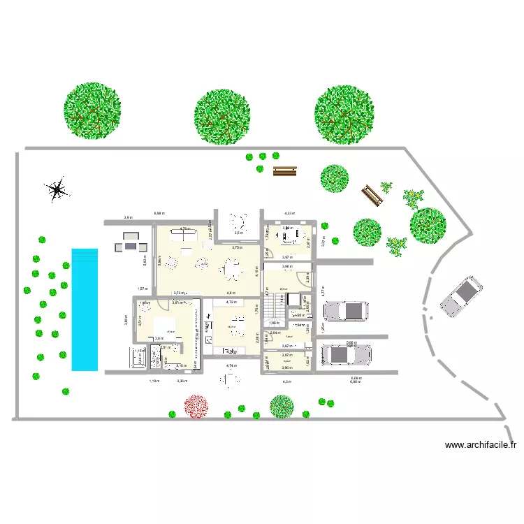 Projet 1. Plan de 11 pièces et 168 m²