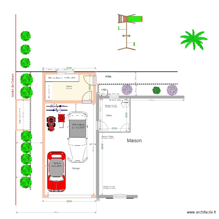 Carport Phil 7c. Plan de 3 pièces et 89 m2