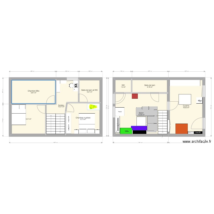 Neuville Plan 9 pièces 86 m2 dessiné par