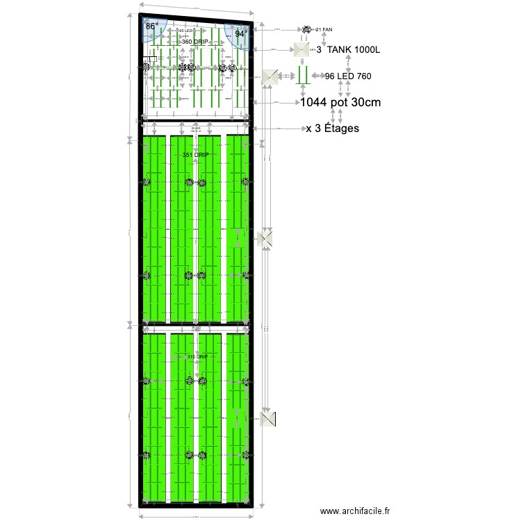 Floor. Plan de 2 pièces et 220 m2