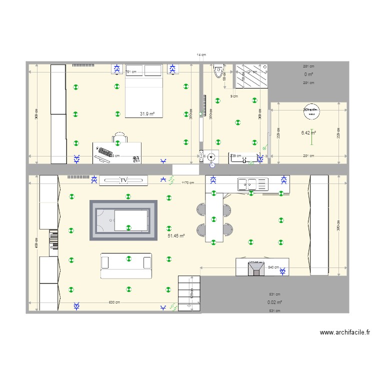 mahaux. Plan de 5 pièces et 90 m2