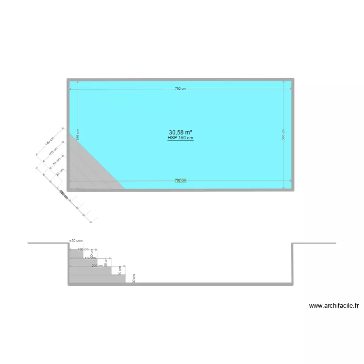Plan de Masse piscine non couverte. Plan de 