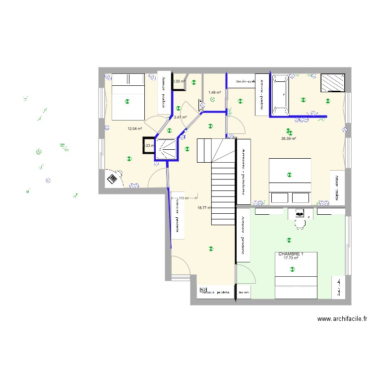 rdc modifié aménagement. Plan de 0 pièce et 0 m2