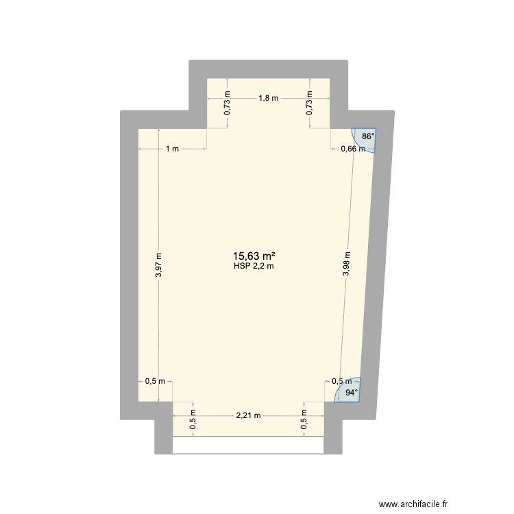 garage. Plan de 1 pièce et 16 m2