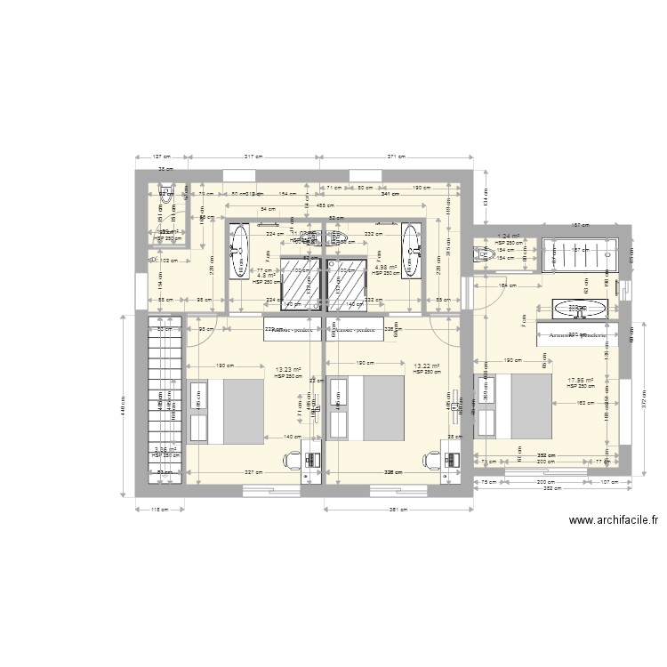 Chambre 1ier Tritons V3 2207 . Plan de 0 pièce et 0 m2