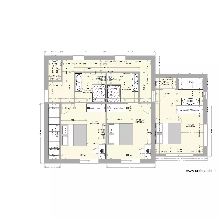 Chambre 1ier Tritons V3 2207 . Plan de 