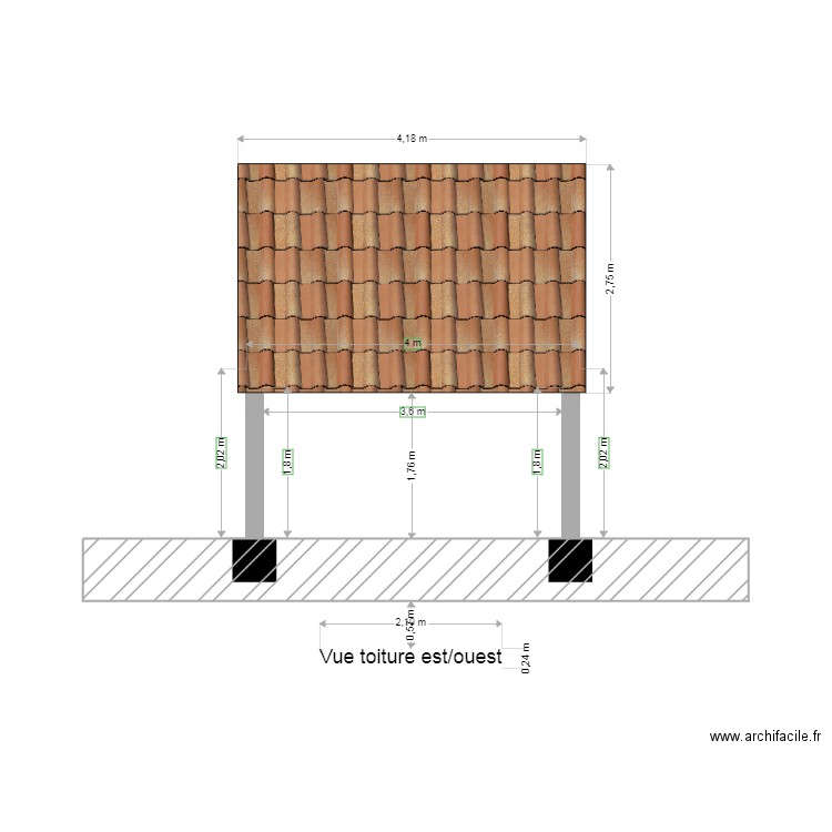 Garage vue est ouest. Plan de 0 pièce et 0 m2