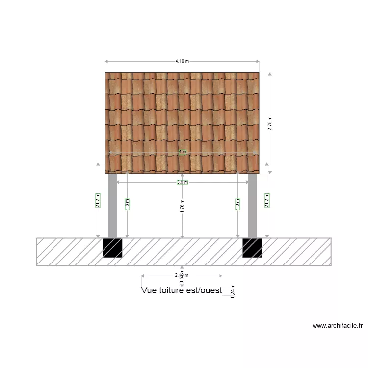 Garage vue est ouest. Plan de 