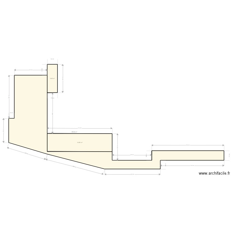 Masvesy ponteilla. Plan de 3 pièces et 74 m2