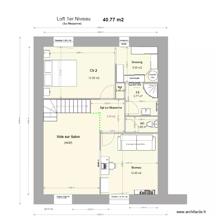 Loft 1 Niveau,Mezzanine 5 . Plan de 