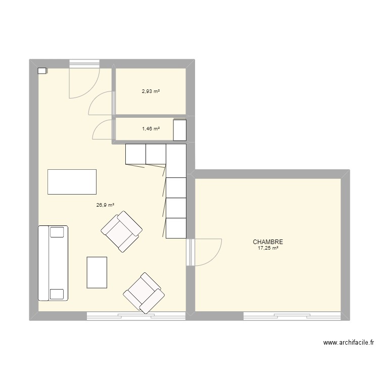 LA MONGIE TEST ouvert. Plan de 4 pièces et 49 m2