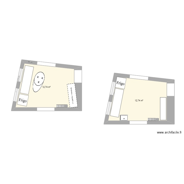 entrée. Plan de 2 pièces et 25 m2