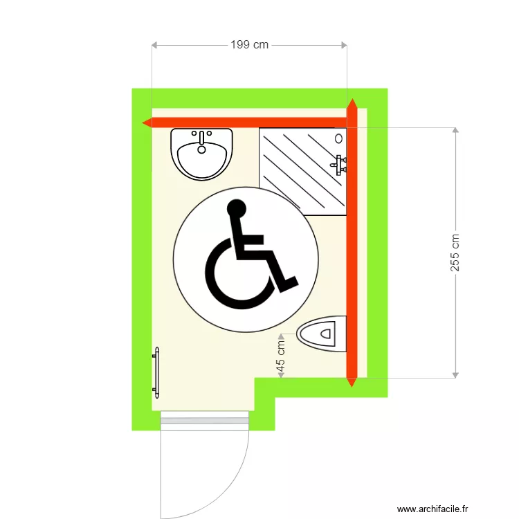Sanitaire handicap&eacute; ikea. Plan de 