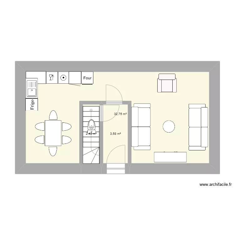 Gite 2 - RDC - cuisine&salon. Plan de Gite 2 - RDC - cuisine&salon. Plan de