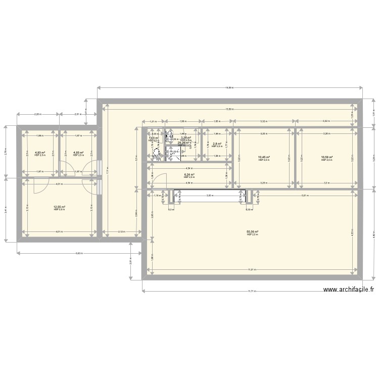 maison 15 essai longue. Plan de 13 pièces et 137 m2