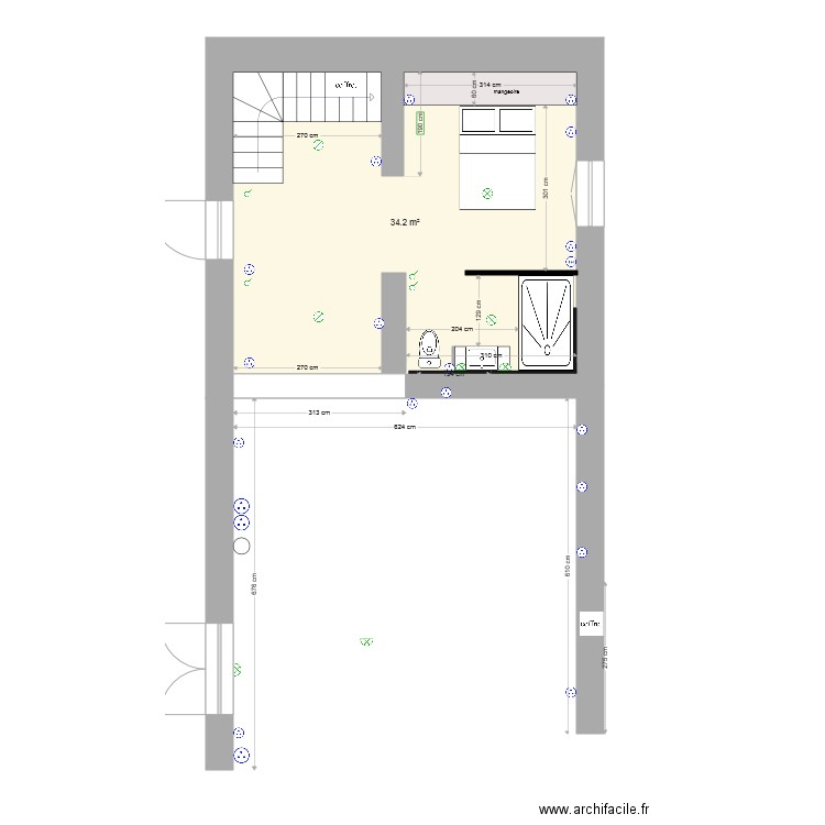 grange existant cotation  prises aménagements sdb 3. Plan de 0 pièce et 0 m2