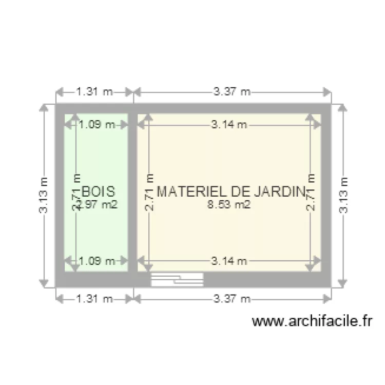 ABRI DE JARDIN VUE DE DESSUS. Plan de 
