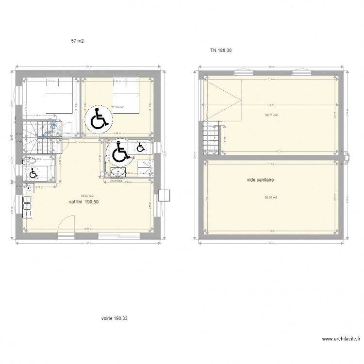 souillac 57m2 1/2 sous sol. Plan de 0 pièce et 0 m2