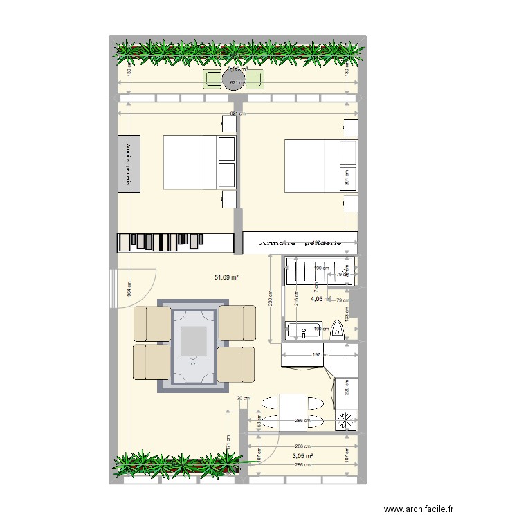 T3 JULIETTE DODU. Plan de 4 pièces et 67 m2