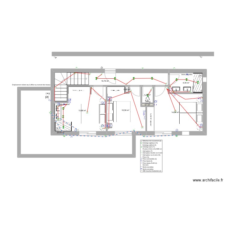 Bandol R+1. Plan de 9 pièces et 78 m2