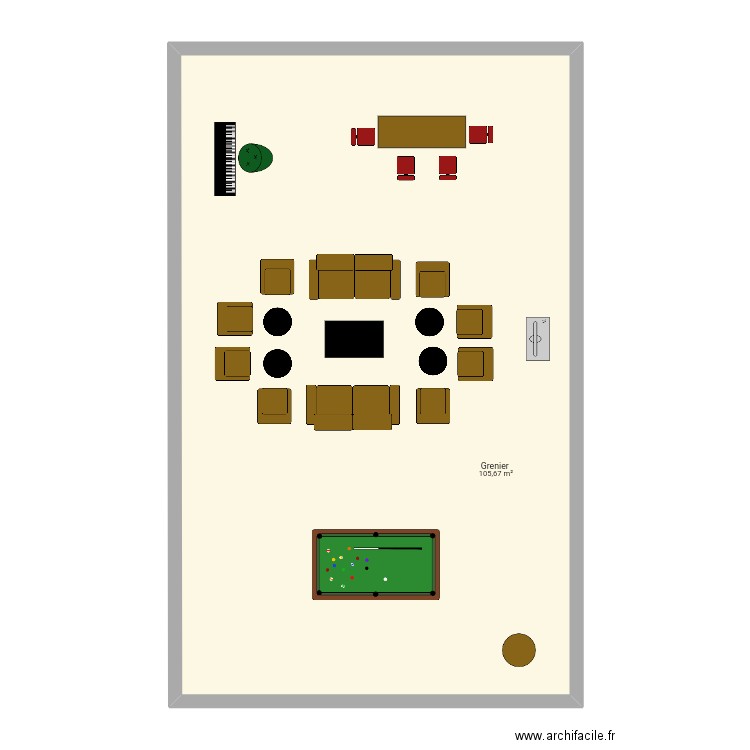 Grenier . Plan de 1 pièce et 106 m2