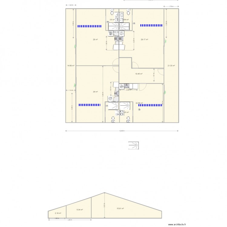 plan taille cuisine 1er étage. Plan de 0 pièce et 0 m2