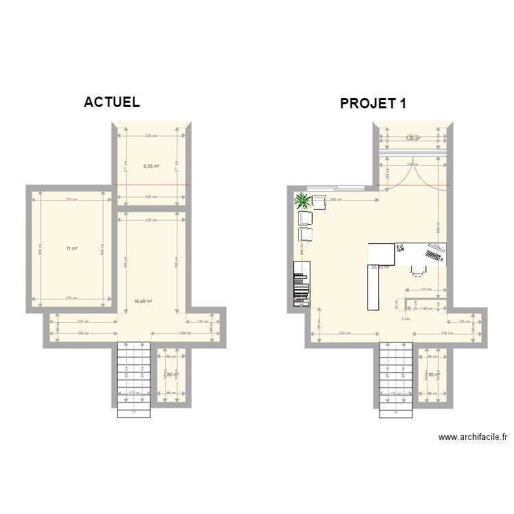 Nouvel acceuil. Plan de 7 pièces et 72 m2